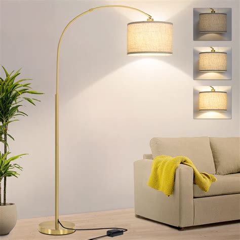Gold Arc Floor Lamp, Dimmable Floor Lamp for Living Room, Mordern ...