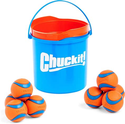 ChuckIt! Ultra Ball Dog Toy Chuckit Bucket Durable Rubber Dog Ball and ...