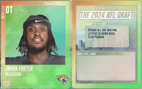 Round 4 - Pick 14: Javon Foster, OT, Missouri (Jacksonville Jaguars ...