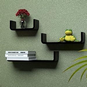 FABULO MDF U Shape Wall Shelves Storage Unit Set of 3 - Black | Wooden ...