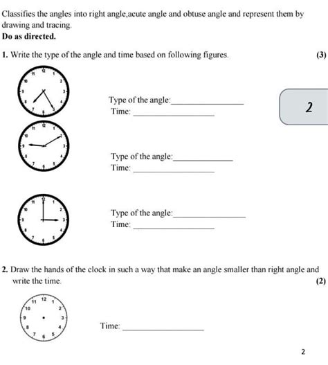 write the type of angel and time based on the following figures ...