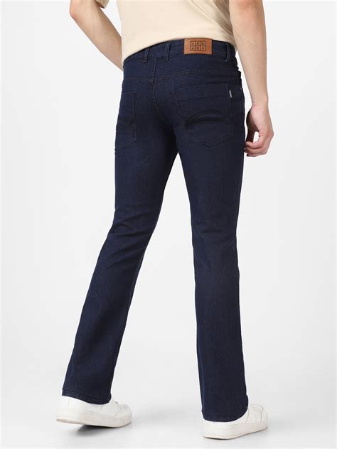 Men's Dark Blue Washed Bootcut Jeans Stretchable – Urbano Fashion