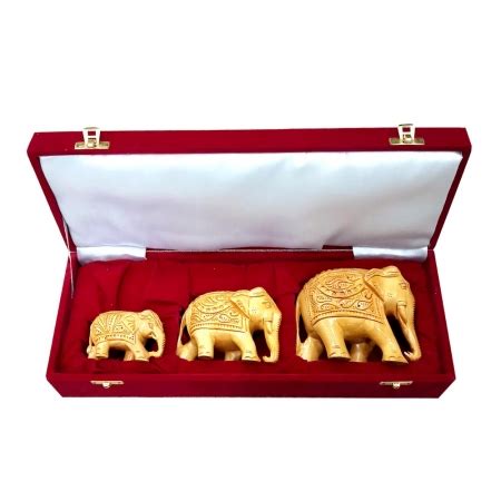 Wood Carving Elephant Set of 3pc in Velvet Box Packing (Product Code ...