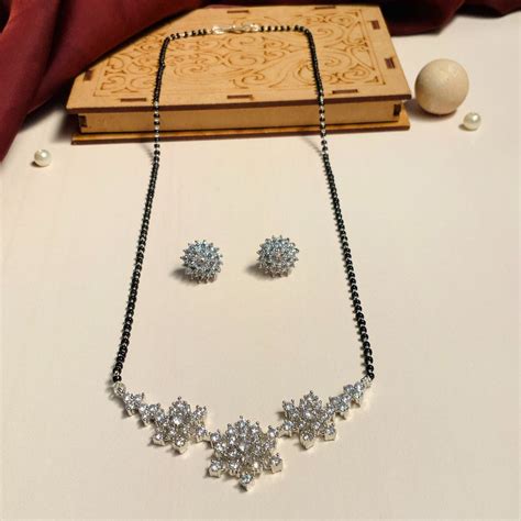 Celebratory Silver Plated American Diamond Mangalsutra Combo ...