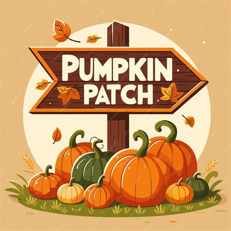 Pumpkin patch sign with autumn pumpkins vector illustration perfect for ...