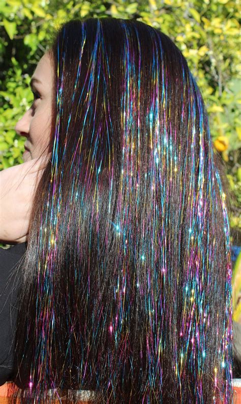 Tape-in Hair Tinsel Extensions - 100+ Instant Sparkle Strands - for 20 ...