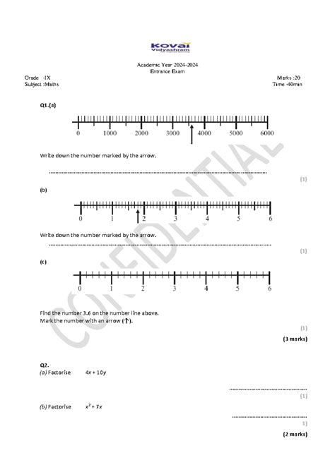 Maths Entrance Paper Sample 1 - Academic Year 2024- 2024 Entrance Exam ...