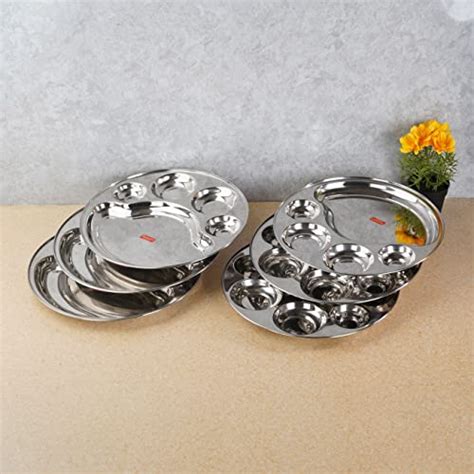 Sumeet Stainless Steel Round 5 in 1 Compartment Lunch / Dinner Plate S ...