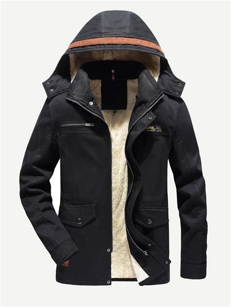 Men Fleece Lined Hooded Coat | Hooded coat, Jackets, Zipper coats