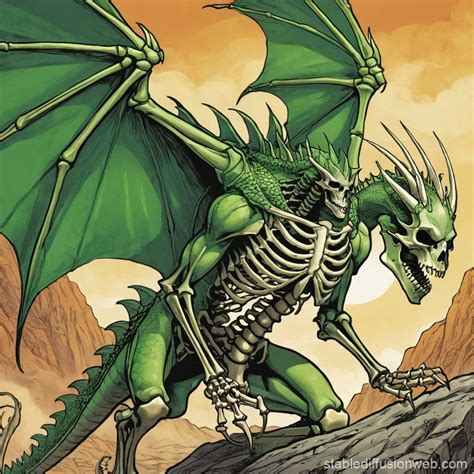 DND Green Dragon Skeleton | Stable Diffusion Online