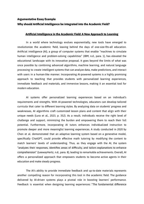 SOLUTION: Argumentative essay example artificial intelligence in the ...