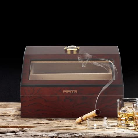 Buy PIPITA Cigar Humidor, Cigar Box with Hygrometer and Humidifier ...