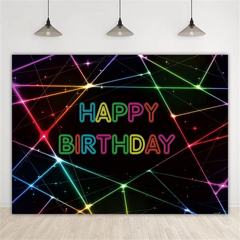 Bellimas Neon Birthday Party Backdrop Paint Splatter Neon Lights Happy ...