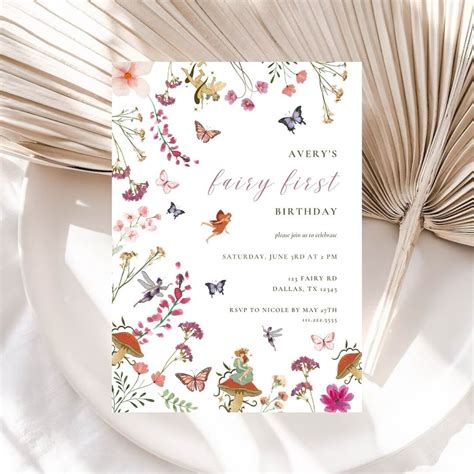 Editable Fairy First Birthday Invitation Fairy 1st Birthday - Etsy