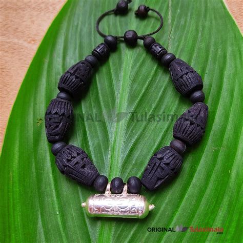 Mridangam black beads pure Silver narasimha kavach bracelet