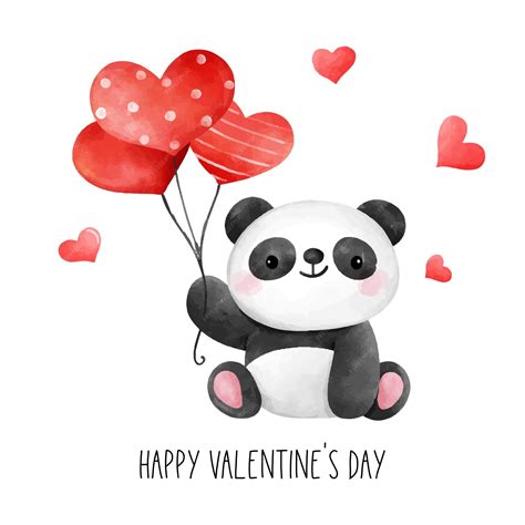 Premium Vector | Draw character design cute panda with red heart ...