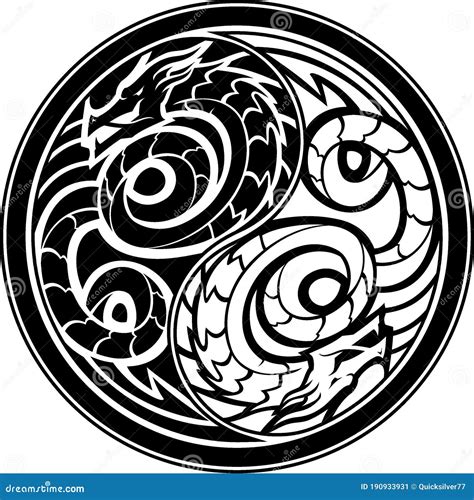Yin Yang Dragon Sigil Cartoon Vector | CartoonDealer.com #190933931