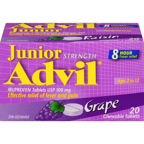 Junior Strength Advil Ibuprofen Chewable Tablets for Kids, Grape Flavor ...
