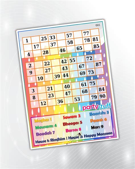 PartyStuff Monsoon Theme Tambola Housie Tickets - Monsoon Classic ...