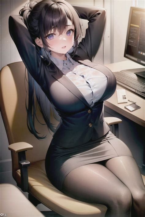 original characters, office girl, big boobs, anime, anime girls, AI art ...