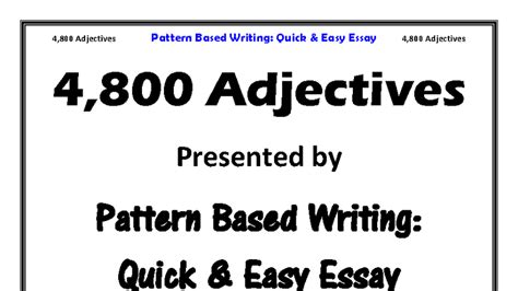 4,800 Adjectives: Quick & Easy Essay Writing Guide - Studocu