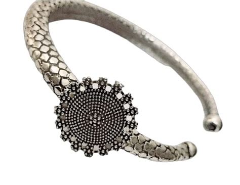 GSJ Classic German Silver Oxidised Antique Design Traditional Kada ...