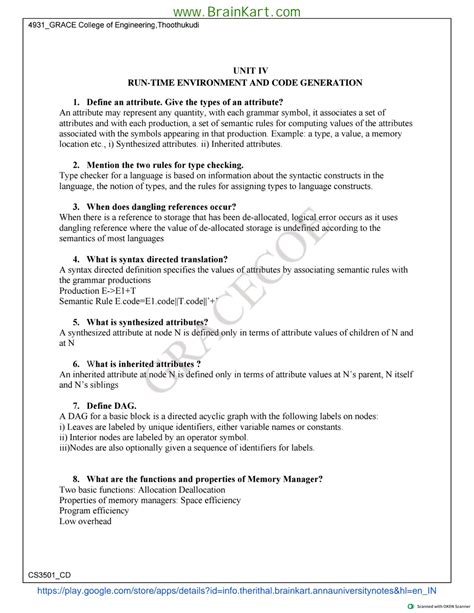 Compiler Design - CS3501 - Unit IV: Run Time Environment & Code ...