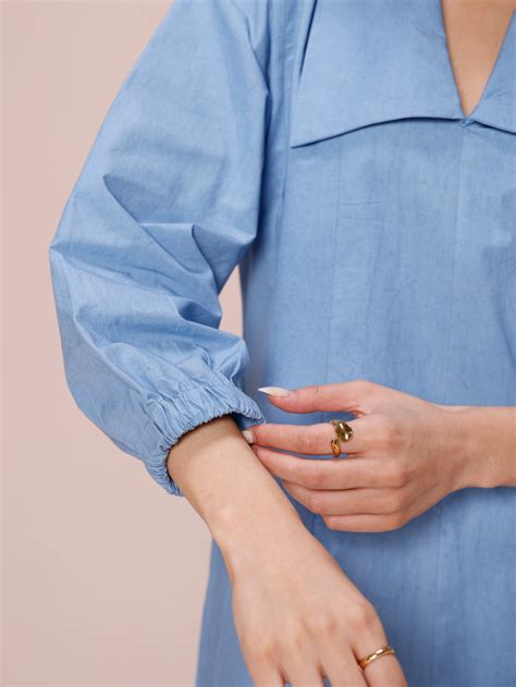 Poplin Panelled A-line Maxi Dress in Denim Blue – COSSET CLOTHING