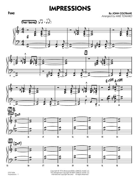 Impressions (arr. Mike Tomaro) - Piano by John Coltrane Sheet Music for ...