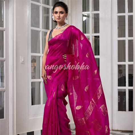 Magenta Matka Body with Golden Motifs & Kolka Pallu Handwoven Saree ...