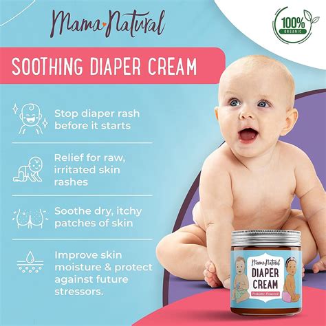 Organic Mama Natural Diaper Rash Cream (4 oz) - Probiotic Powered with ...