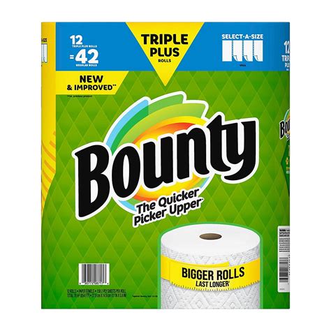Bounty Better Value Select-A-Size Paper Towels, 12 Triple Plus Rolls ...