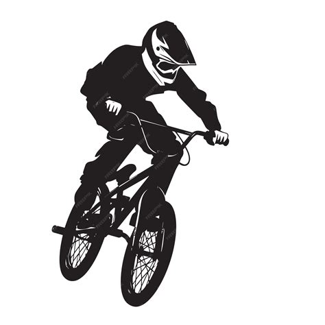 Vector silhouette of an extreme bmx sports person flat cutout icon ...
