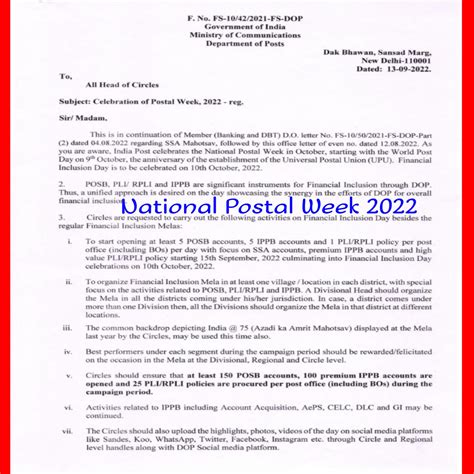 National Postal Week 2022 | India Post Celebrating National Postal Week ...