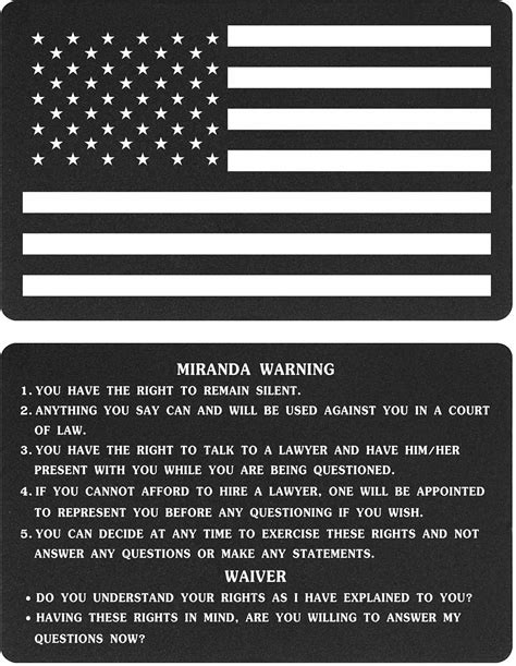 Amazon.com : TGCNQ Official Standard Miranda Rights Warning Card with ...