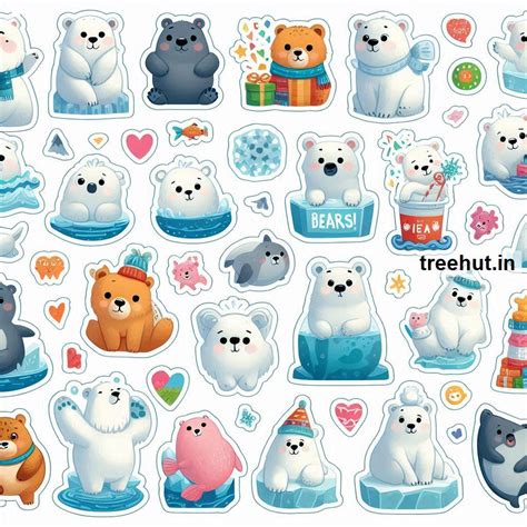 Printable Polar Bear Stickers and 20 Craft Activities for Kids, Adults ...