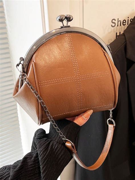 Simple Solid Color Clasp Tote Bag, Elegant Shell-Shaped Handbag ...