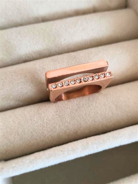 Buy Designer Rose Gold Diamond Double Line Ring Online - TheJewelbox ...