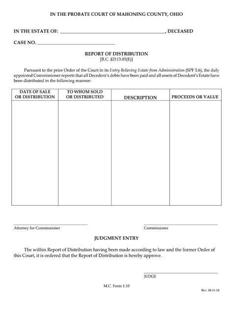 Fillable Online in the probate court of mahoning county, ohio in the ...