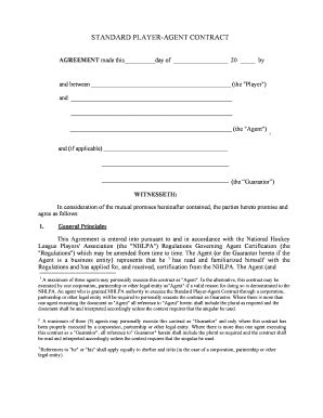 2003-2026 Form NHLPA Standard Player-Agent Contract - Blank Fillable ...