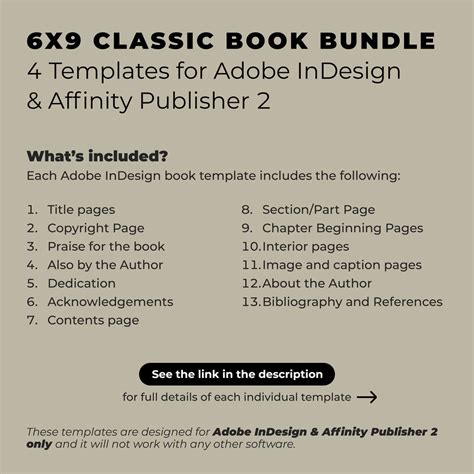 CLASSIC BUNDLE Indesign Book Template | Affinity Publisher | 6x9 ...