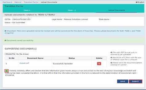 How to upload documents in GST Transition forms?