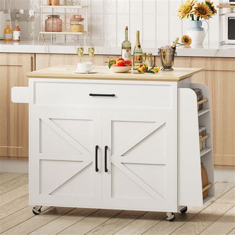 Amazon.com: IRONCK Rolling Kitchen Island Table with Drop Leaf, Mobile Kitchen Cart with on ...