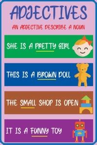Early Learning Sticker On "Adjectives"|Decorative Wall Sticker Poster ...
