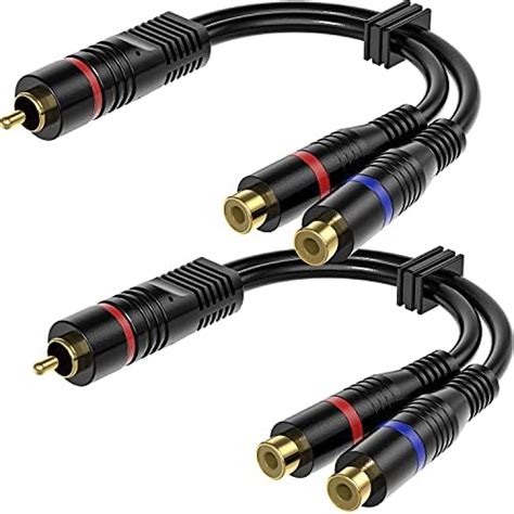 RFAdapter 2 Pack 8 Inch RCA Male to Dual RCA Female Y Splitter Cable ...