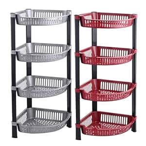 Kuber Industries 2 Pcs Folding Plastic 4 Tier Fruit & Vegetable Basket ...