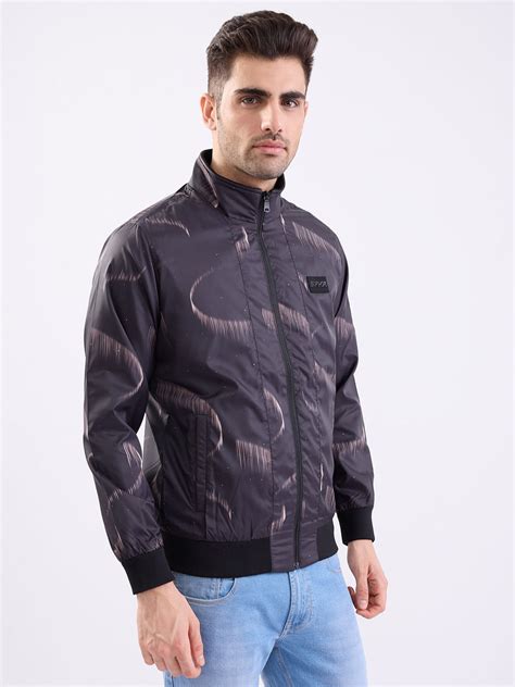 Men Jet Black Straight Fit Casual Jackets