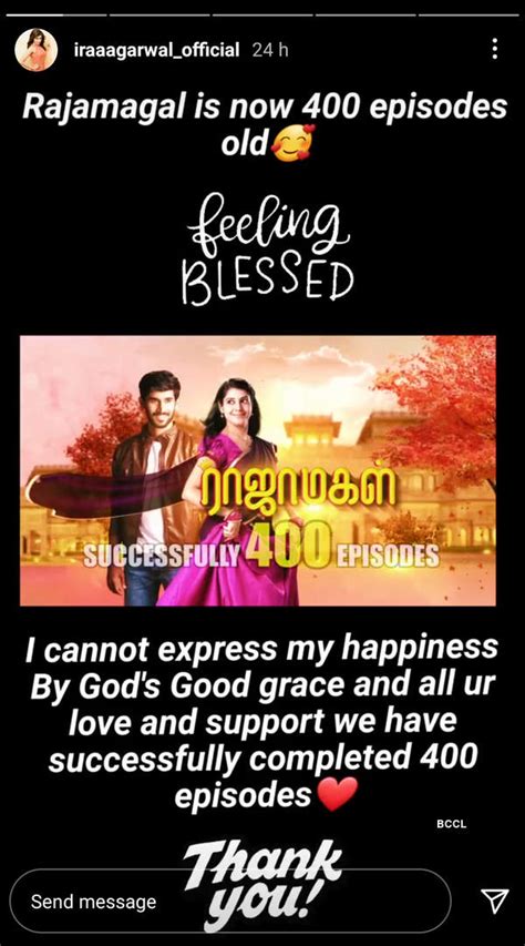 Rajamagal crosses 400 episodes; Iraa Agarwal and others thank fans for ...