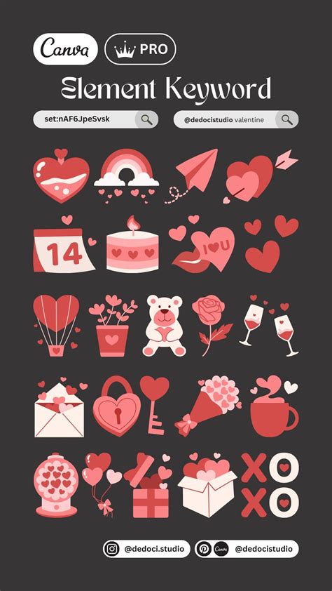 Canva element keyword for Valentine's Day Collection Element - set ...