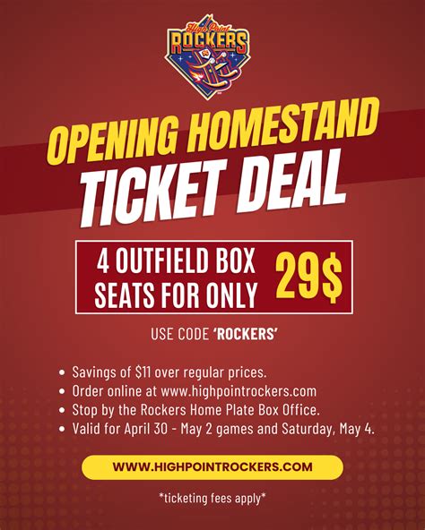 Rockers Offering Opening Week Ticket Special | High Point Rockers Baseball